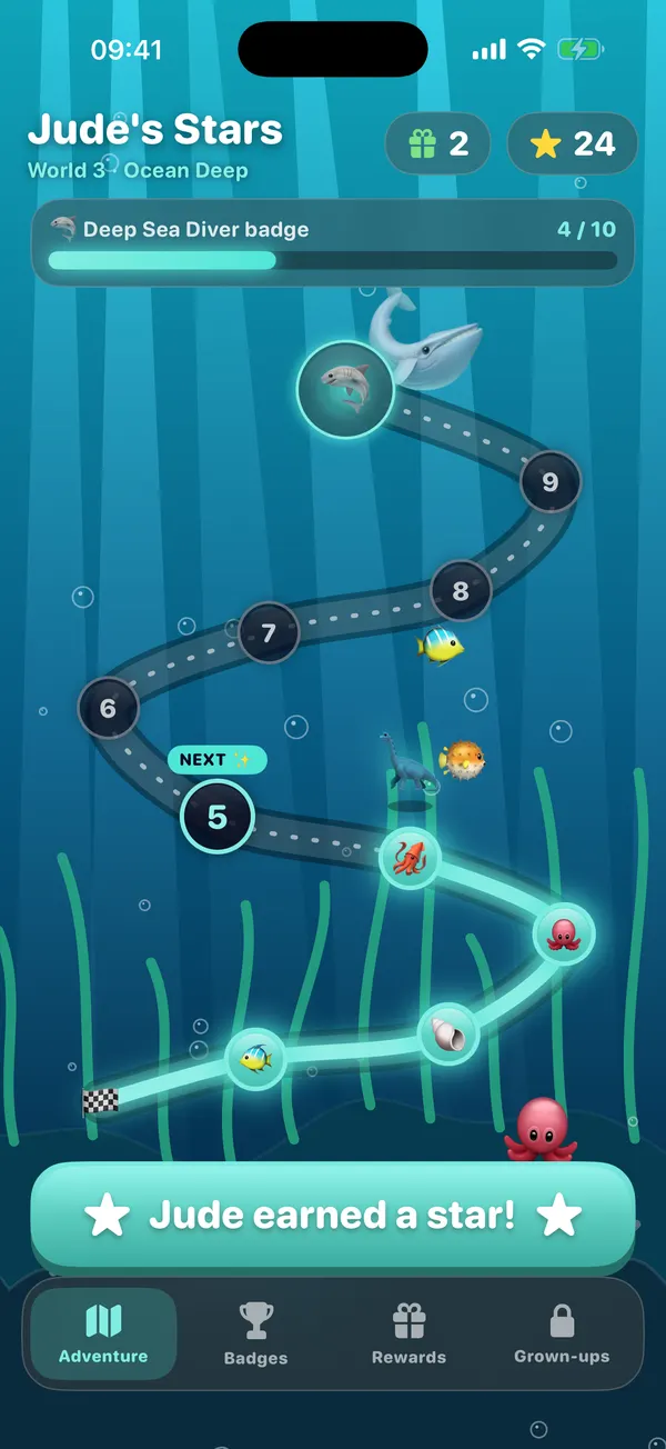 Jude's Stars on iPhone: the Ocean Deep star map